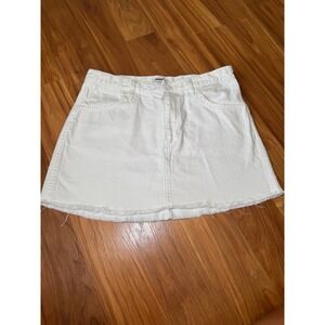 Wrangler Retro Skirt White Denim Mini‎ Skirt Frayed Hem Western XS